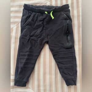 Zara Kids Charcoal Moto Joggers with Lime Drawstring